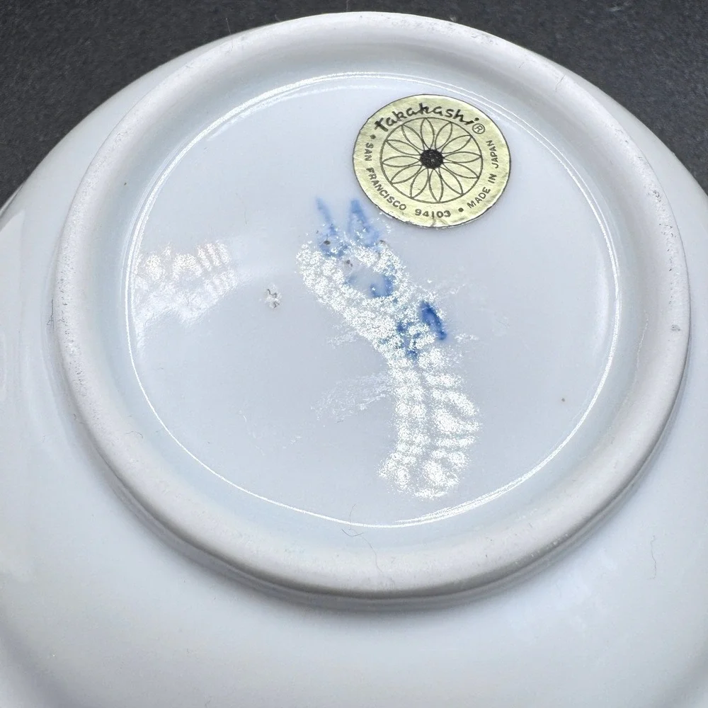 Takahashi San Francisco Blue White Floral‎ Porcelain Bowls Scalloped Vintage Set